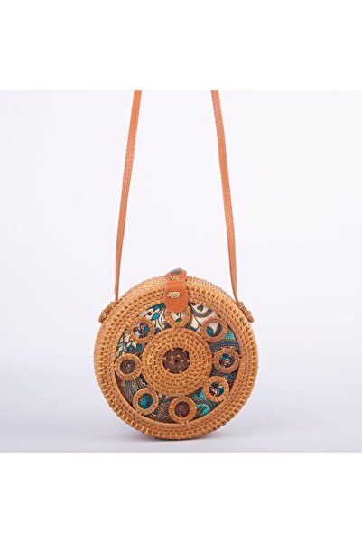 Nas Bag Жіноча кругла сумка з лози з оригінальною шкіряною ручкою та деталями...