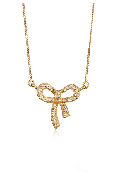 ELLI Necklace Ladies Bow Pendant With Zirconia In 925 Sterling Silver