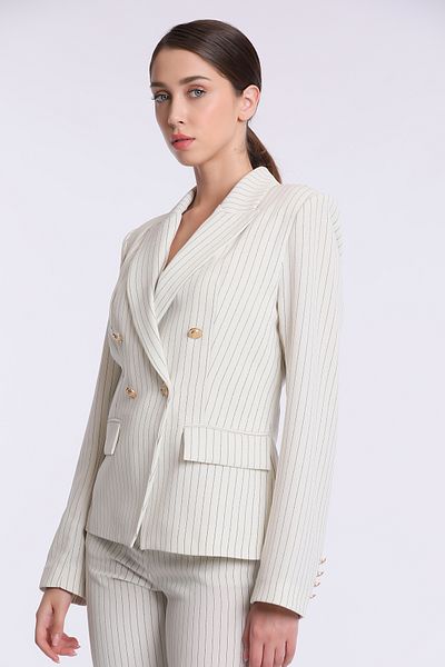 Yake Gold Button Detailed Striped Triple Set