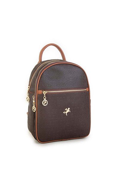 Nas Bag Γυναικείο σακίδιο πλάτης καφέ καφέ ανάγλυφο