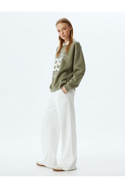 Koton Oversize φούτερ Polo Neck - Slogan Printed Hooded
