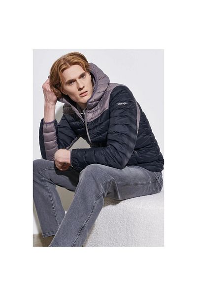 WRANGLER Ανδρικό παλτό με μαύρη κουκούλα με επένδυση