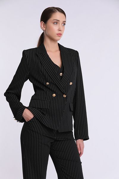 Yake Gold Button Detailed Striped Triple Set