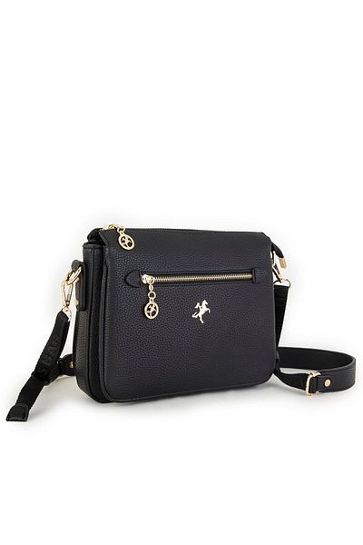 Nas Bag Geantă neagră de damă - curea groasă reglabilă, 26 cm (lățime: 22 cm)