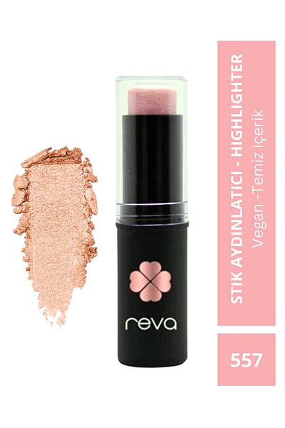 REVA 557 Model Powder Pink Illuminating Stick Highlighter with Vegan and Clean Content