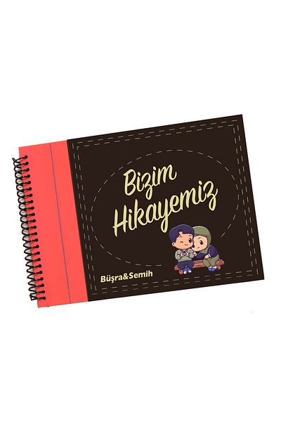 PAKLON Povestea noastră - Caiet de memorie A4 personalizat cu 2 nume (frunză interioară Kraft)