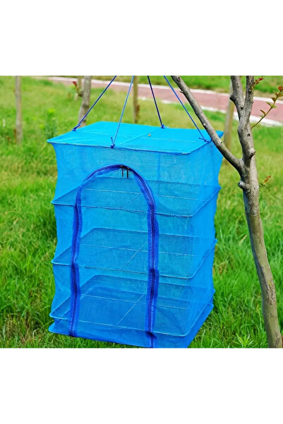 SYNOPE 3 Katlı Raflı Bölmeli Açık Havada Güneşte Meyve Sebze Bitki Balık Et Kıyafet Kurutma Filesi Aparatı