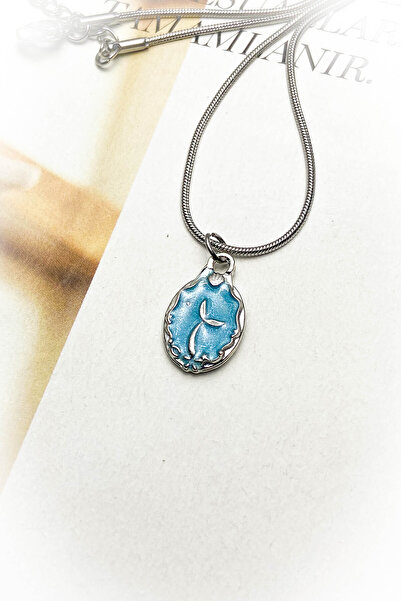 roshel نموذج المنجد الصلب قلادة ذيل السمكة المينا الزرقاء 2 خيارات ألوان مختلفة