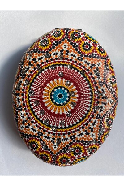 Nehir Şık  Desenli , Taşlı , Çift Taraflı, Oval  Cep , Çanta , Makyaj  Aynası