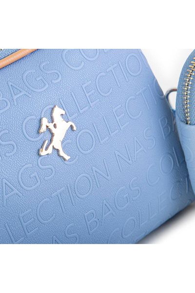 Nas Bag Mini geantă crossbody pentru femei în relief Blue Camel