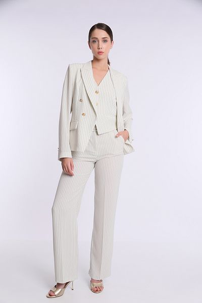 Yake Gold Button Detailed Striped Triple Set