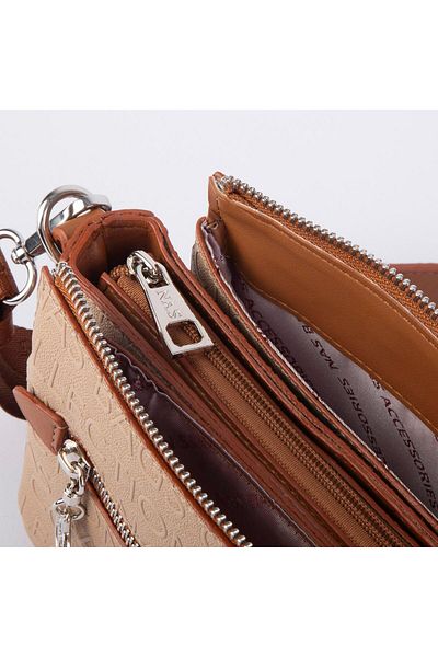 Nas Bag Geantă sport pentru femei - curea reglabilă, geantă crossbody, nisip și bronz în relief