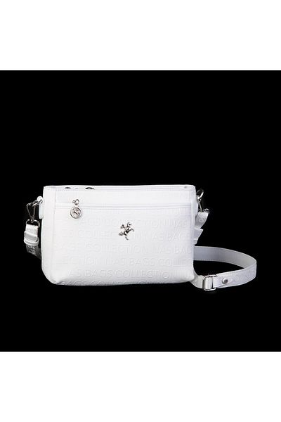 Nas Bag Alb în relief - Geantă crossbody pentru femei cu curea reglabilă cu mai multe compartimente