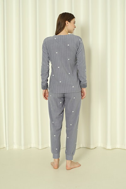 Wordex Σετ γυναικείες πιτζάμες Fwn 04-3309 βελούδινο Welsoft Fleece Winter Soft Heart Cat