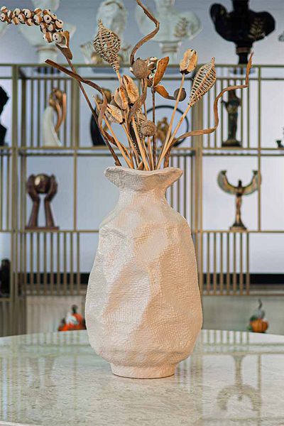 Ella's Design Studio Latte Textured Large Vase - Holbox Vase, New Home Gift, Bohemian Decor