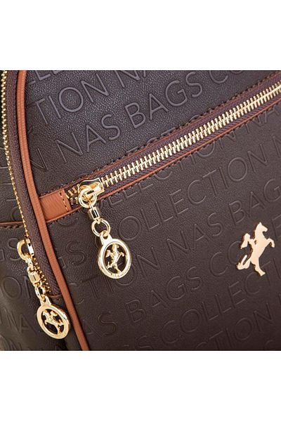 Nas Bag Γυναικείο σακίδιο πλάτης καφέ καφέ ανάγλυφο