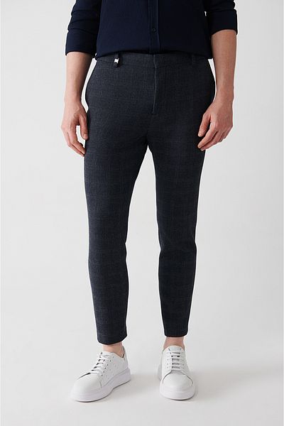 Avva Marineblaue, um 360 Grad dehnbare Anzughose mit seitlicher Taille und elastischer Taille für Herren A32y3251