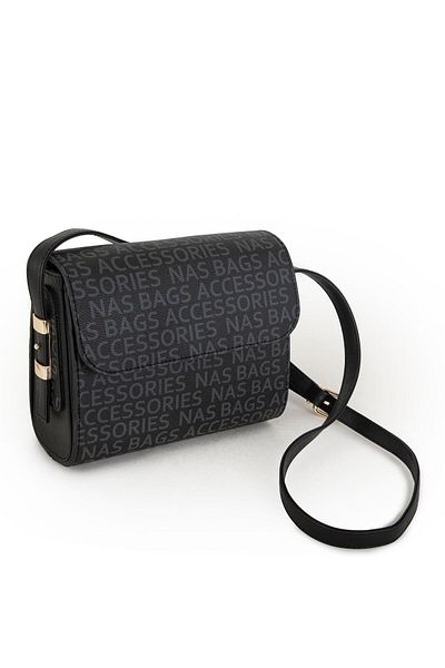 Nas Bag Geantă Crossbody Scrisă Neagră