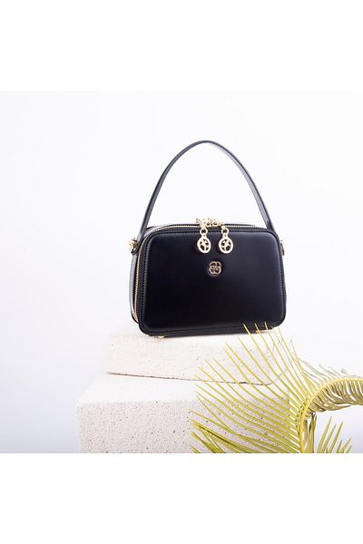 Nas Bag Mini geantă de mână și crossbody pentru femei, neagră (EN:20 BOY:15)