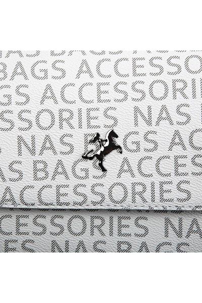 Nas Bag Geantă Crossbody Albă Scrisă