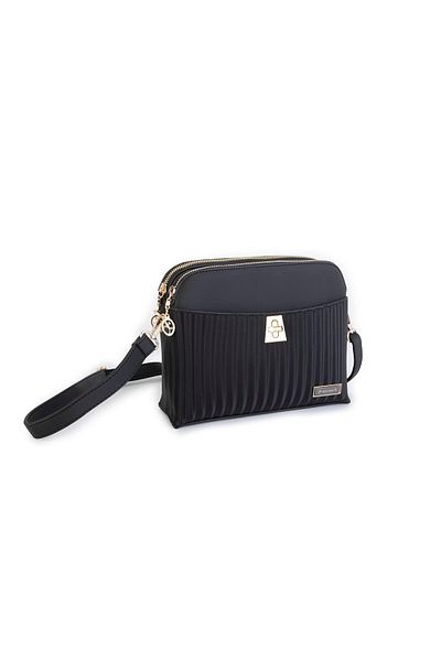Nas Bag Geanta de dama Crossbody Doua Compartimente Geanta Eleganta Neagra Cosmos