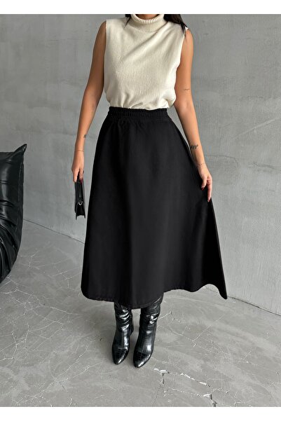 Swet Shop Jeans Fusta de damă cu talie înaltă, lungime midi, cu talie elastică