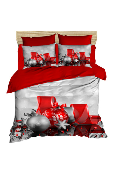 Generic Brand New Year's Metal Color Ornaments and Red Ribbon Digital Duvet C...