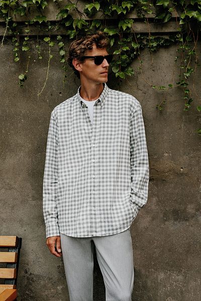 ALTINYILDIZ CLASSICS 100% Cotton Comfort Fit Relaxed Cut Button Collar Flannel Grey-White Shirt