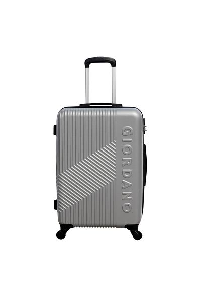 Giordano Logo Large Suitcase Silver, ABS Hard Shell Lightweight Durable Secure Number Lock.