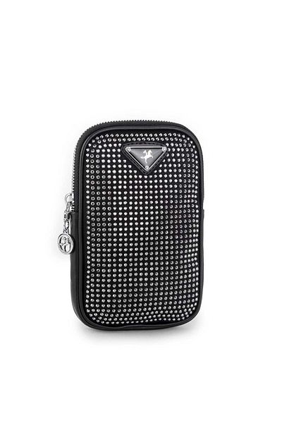 Nas Bag Geantă de damă cu suport pentru telefon cu detalii din piatră argintie