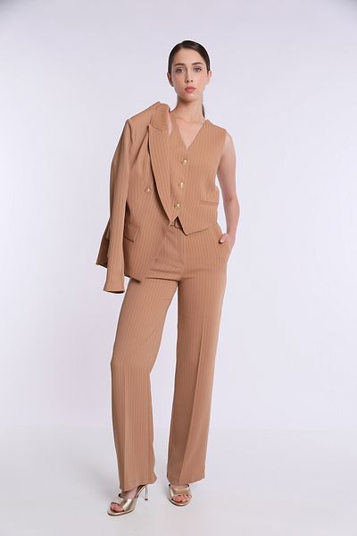 Yake Gold Button Detailed Striped Triple Set