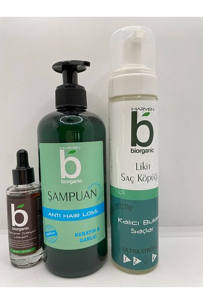 Biorganic Anti-Shedding Shampoo 500 Ml, Keratin Hair Care Serum 50ml and Hair Foam 300ml