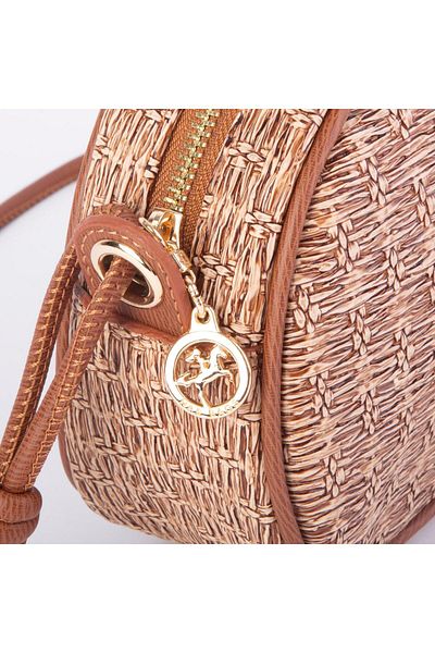 Nas Bag Mini geantă crossbody pentru femei din paie de nurcă - 21x16x8 cm