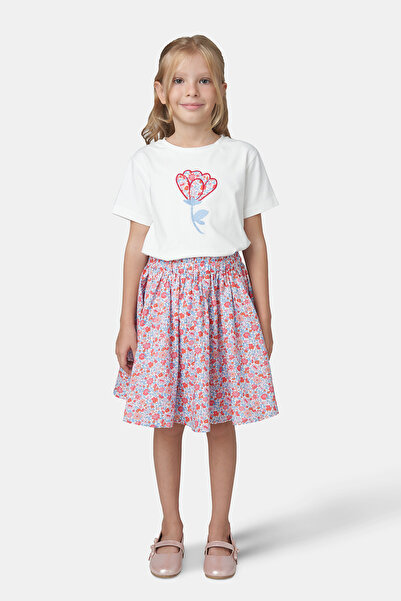 Panço Girl's Elastic Waist, Floral Skirt