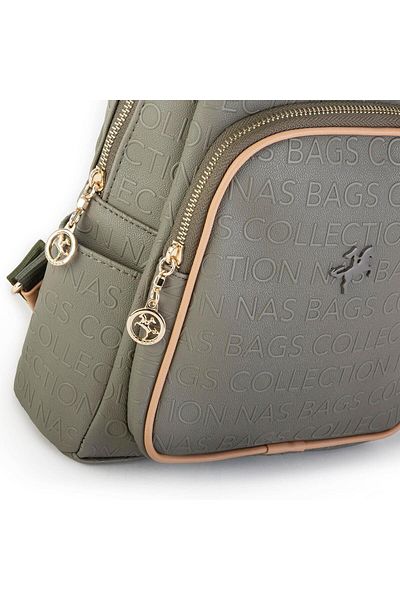 Nas Bag Green Camel Embossed - Rucsac de damă