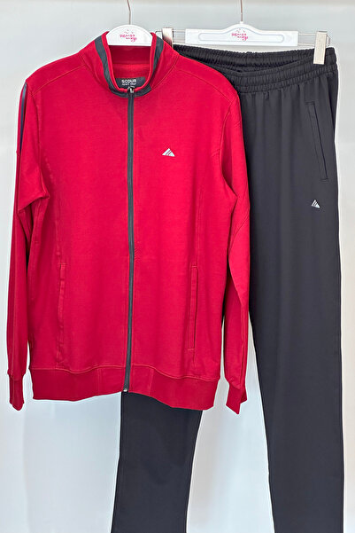 REMSA Men's Claret Red Tracksuit Set - Lycra Combed Cotton 3715