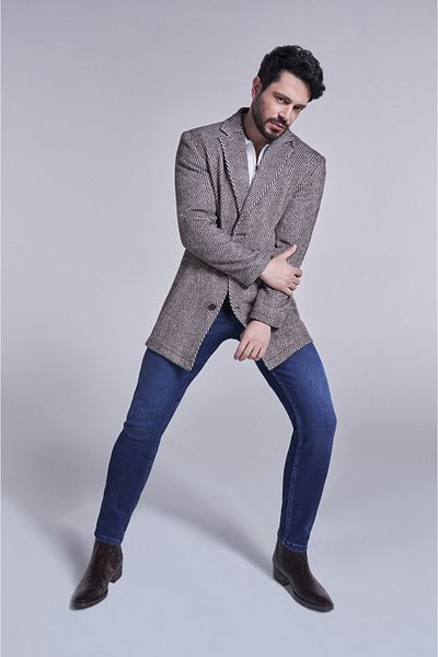 Avva Marineblaue, gealterte, waschbare, flexible Rio-Jeanshose für Herren A32y3509