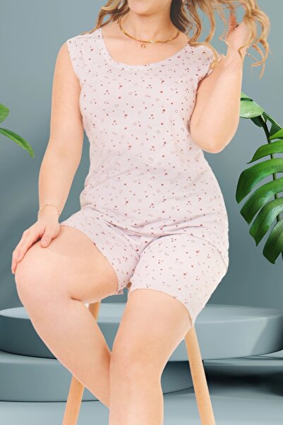 d Kit Boutique طقم بيجامة شورت صيفي فيسكوز رمادي مقاس كبير - أشرطة سميكة