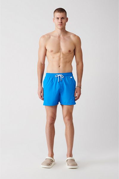 Avva Saks Herren-Badeanzug mit flachem Schnitt, schnell trocknend – Tragetasche, Badeshorts A31y3800