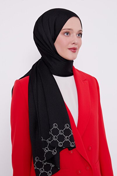Levidor Siyah Altıgen Desen Diamond Şal