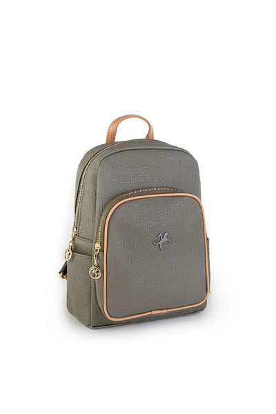 Nas Bag Green Camel Embossed - Rucsac de damă