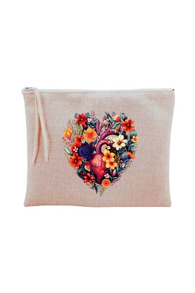 lili hediyelik Τσάντα μακιγιάζ Heart Flower Printed