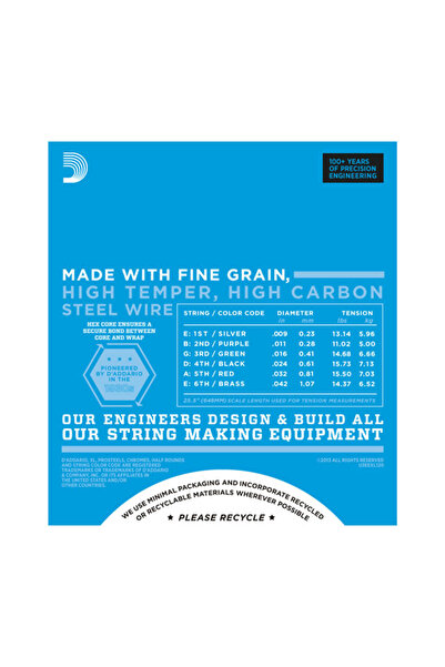 Daddario Exl120 Electric Guitar String Set, Xl, 9-42, Nickel Wound, Water Nickel-Plated Steel Bright and C