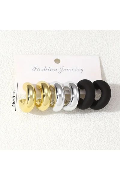 FASHİON JEWELRY طقم أقراط نسائية على شكل قلب مكون من 6 قطع