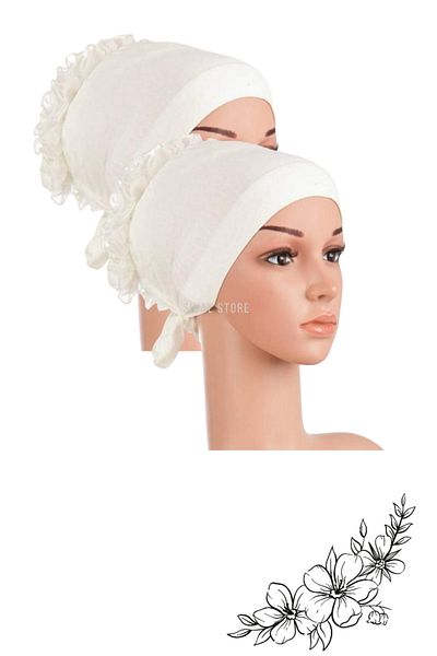penye Fancy Knob Back Tie Set of 2 Combed Cotton Bonnet