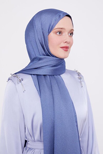 Levidor İndigo Dalgalı İşlemeli Diamond Şal