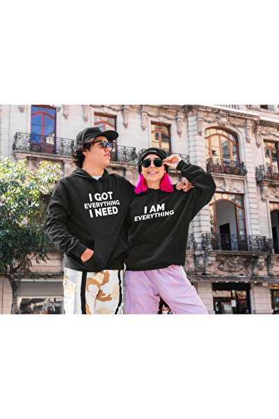 Vestiti سويت شيرت شتوي كبير الحجم مطبوع عليه مجموعة Lover Couple مع شال