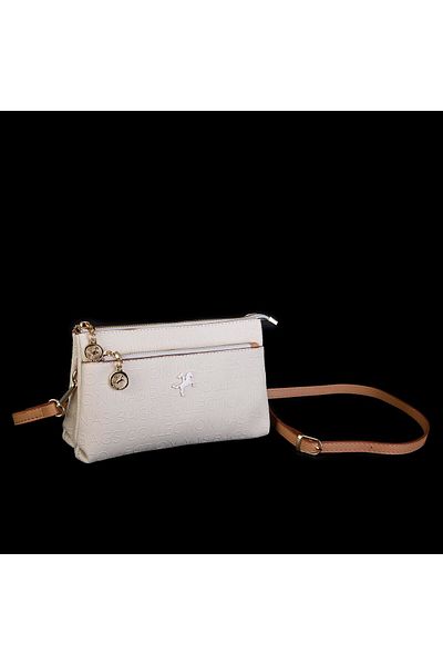 Nas Bag Cream Camel Embossed Women's Crossbody and Clutch Bag - Wrist and Crossbody Strap (24X15 cm)