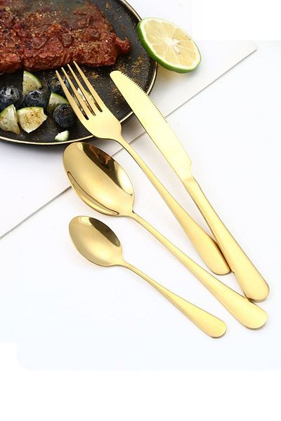 Chavin Gold Dinner Set for 6 People - 24 Pieces Steel Cin736sr