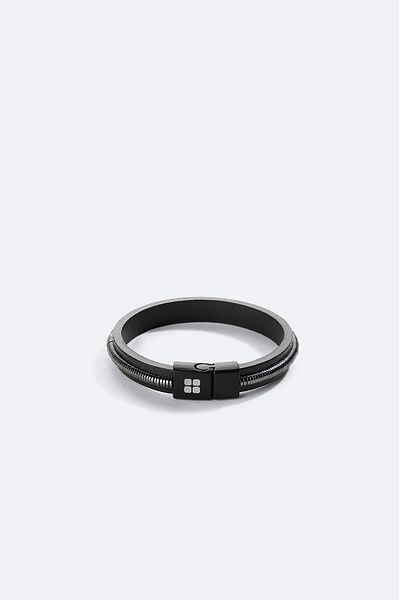 Avva Black Leather Men's Bracelet - A32Y9631